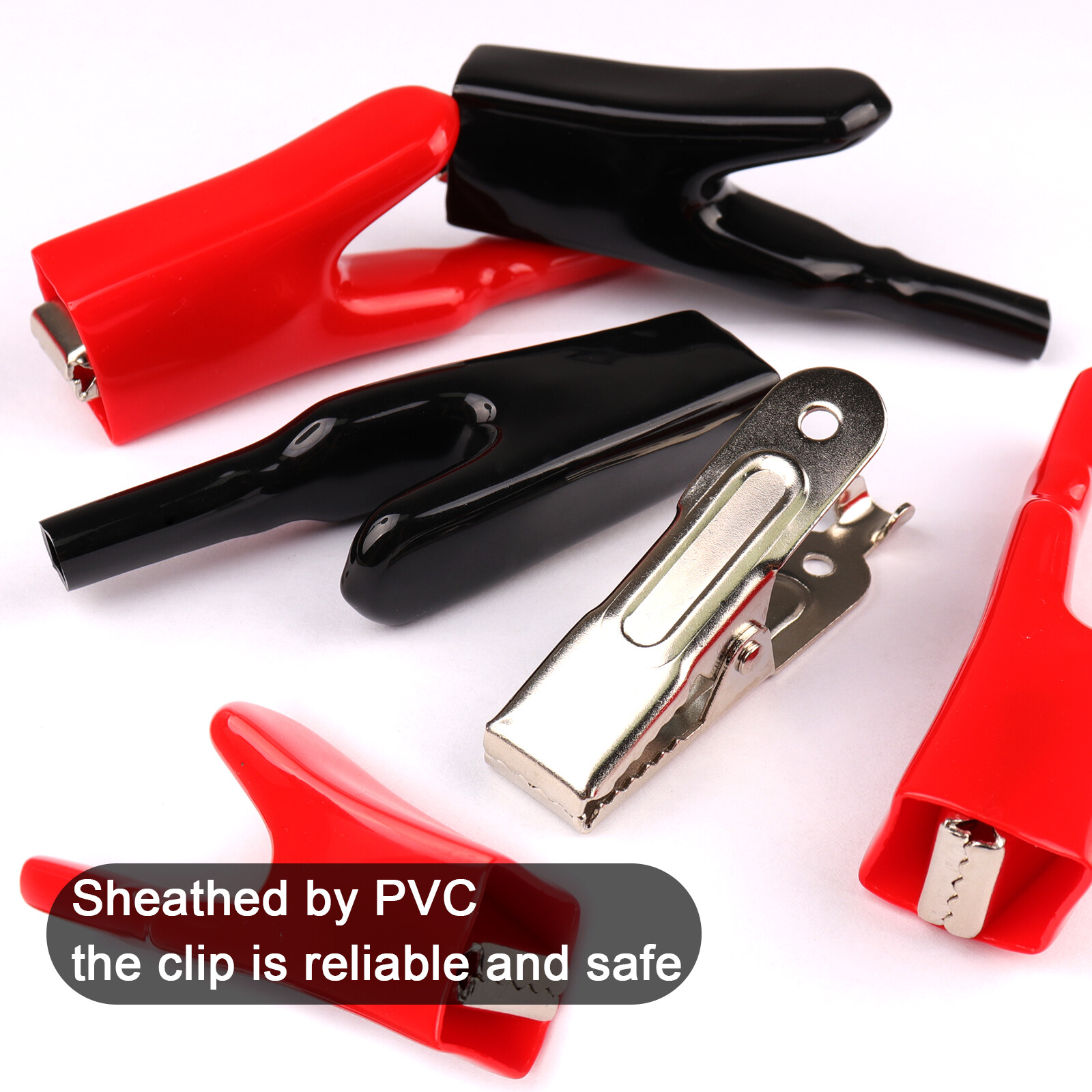 4PCS 50A Sheathed Alligator Clips for Electrical Jumper Wire Clamp Voltage Test