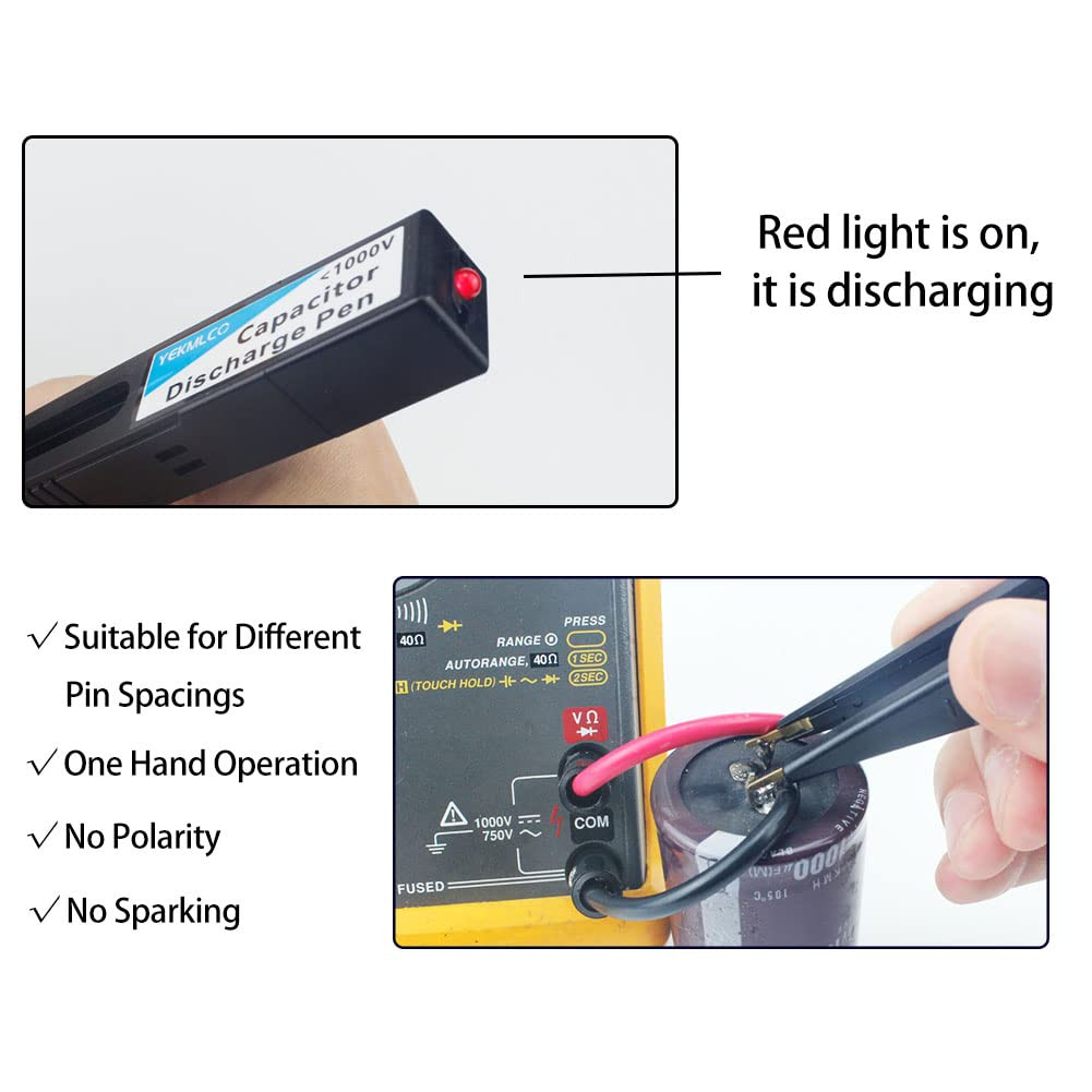 Capacitor Discharge Pen, FDB1, 10-1000V, Rectangular, Metal, Fast Discharging, H