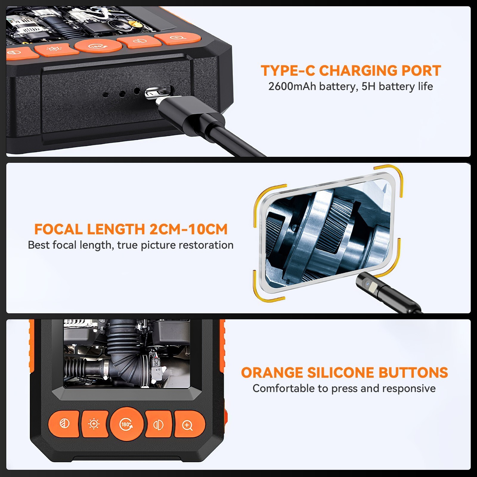 1080P LED Handheld Industrial Endoscope Borescope 8mm Inspection Snake Camera US