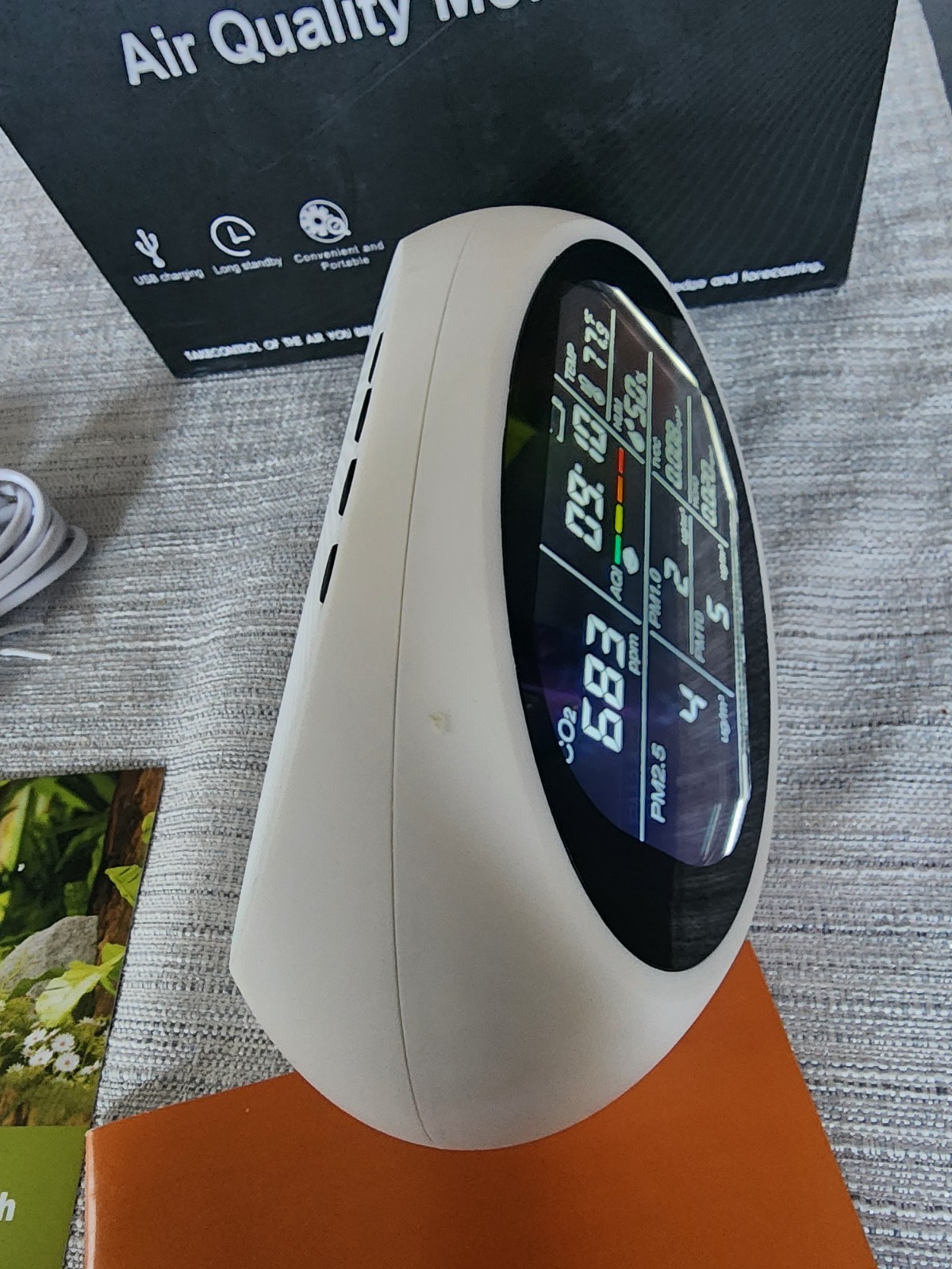 12-in-1 Air Quality Monitor CO2 TVOC HCHO PM2.5 PM10 Temperature Humidity USB