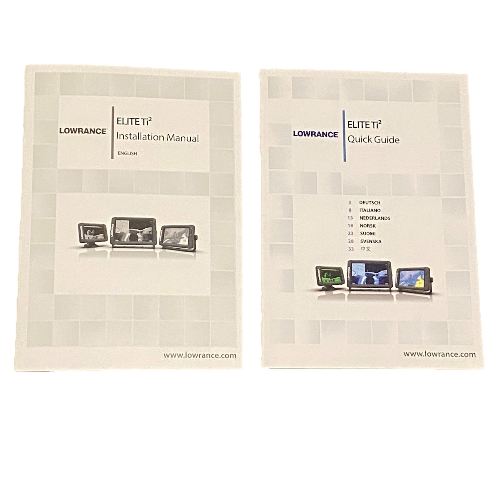 Original Lowrance Elite Ti2 Installation Manual Quick Guide Mounting Templates