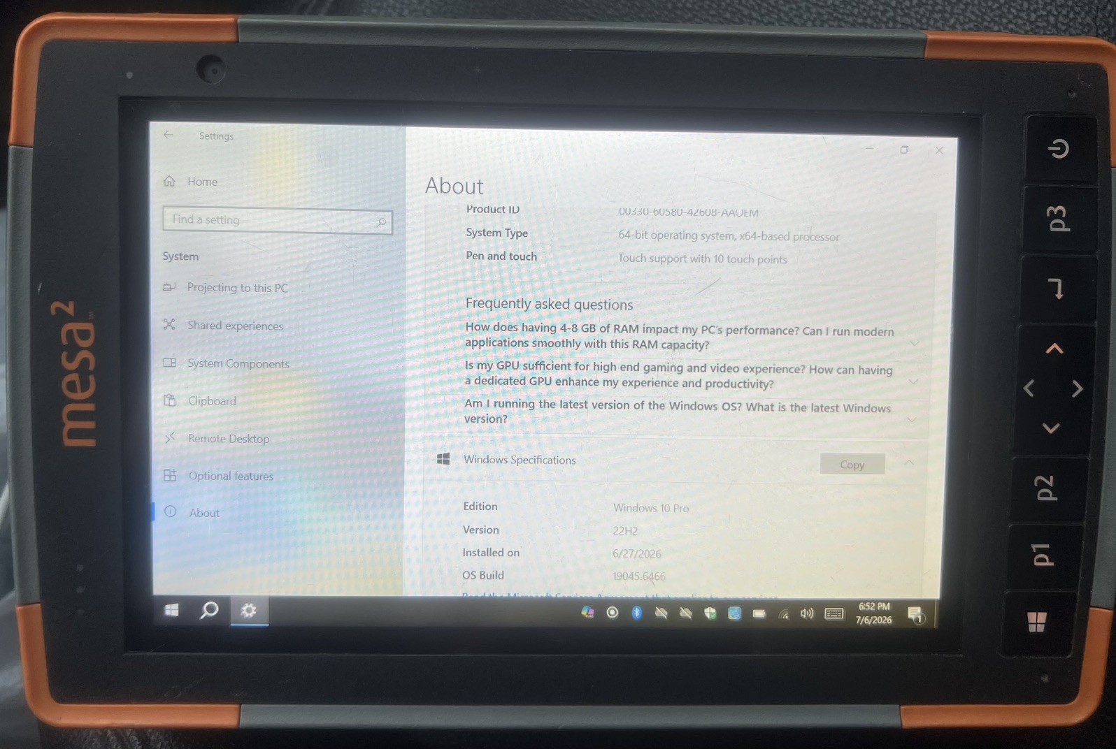 Juniper Systems Mesa 2/ RT3 Rugged Tablet. Carlson SurvPC 7.0 License Included.