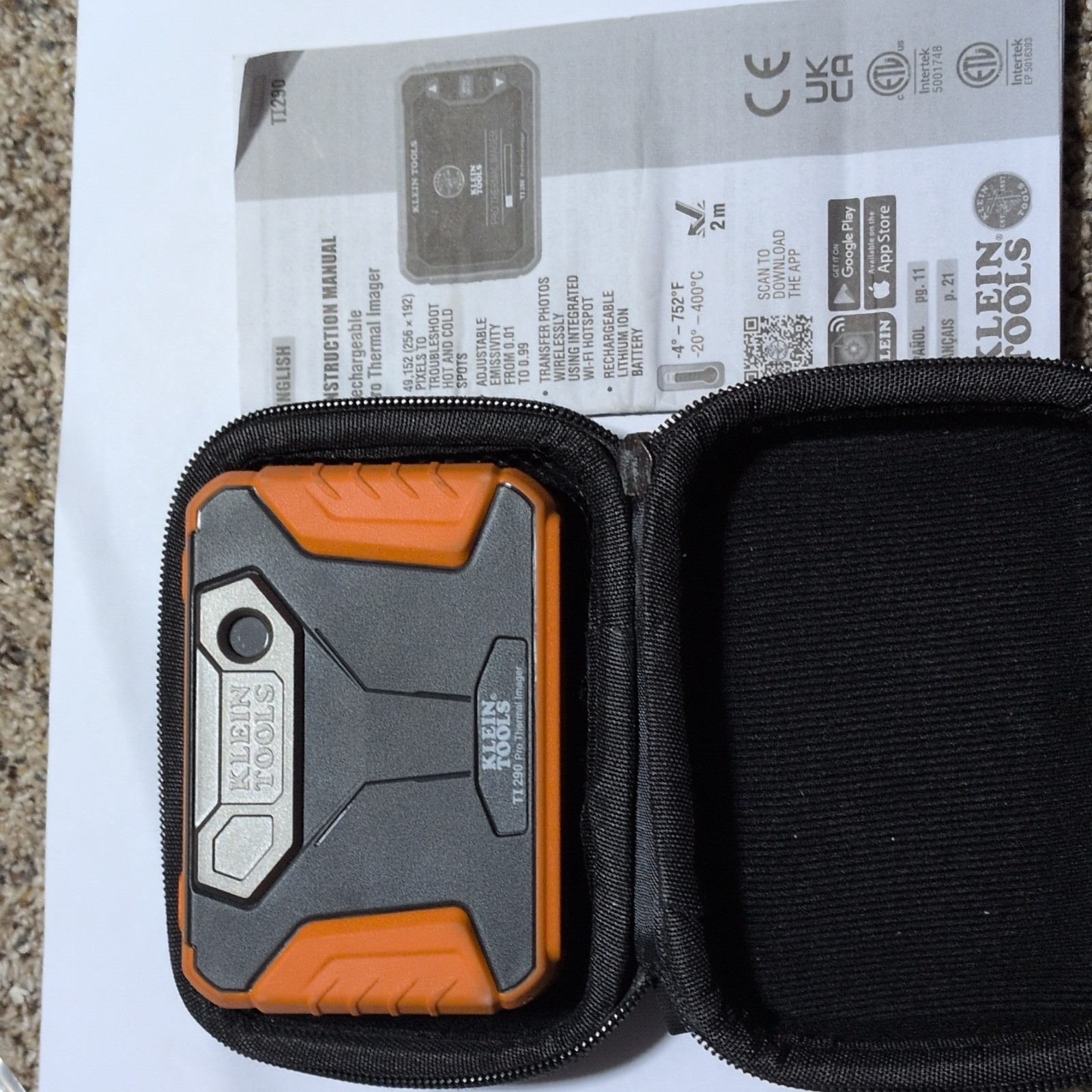 Klein Tools TI290 Pro Handheld Thermal Camera 256×192 IR -4° to 752°F