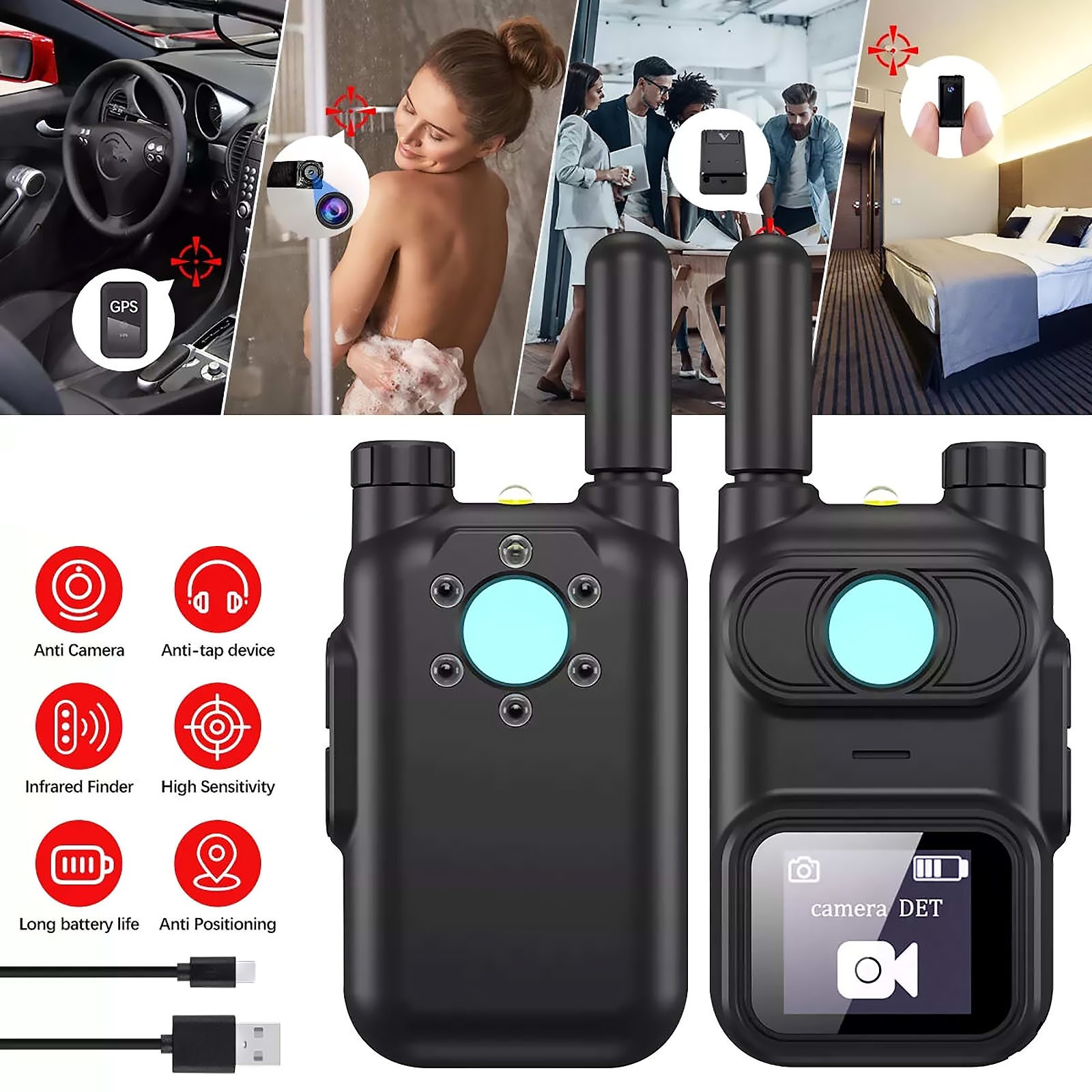 1PC PRO Handheld Infrared Detector Anti-Spy Device GPS Tracker Finder Scanner
