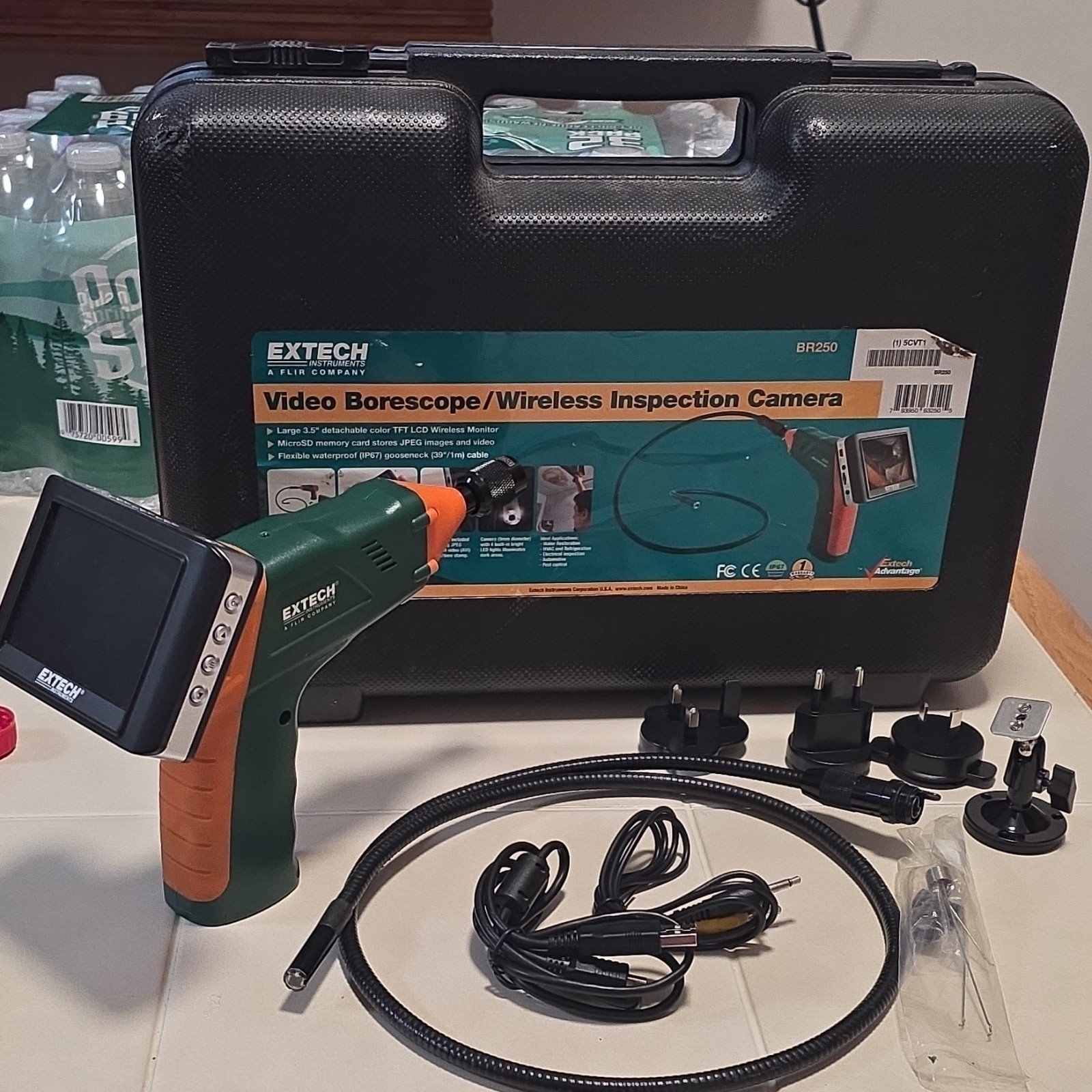 Extech BR250 Wireless Video Borescope 39in 17mm LCD Waterproof MicroSD