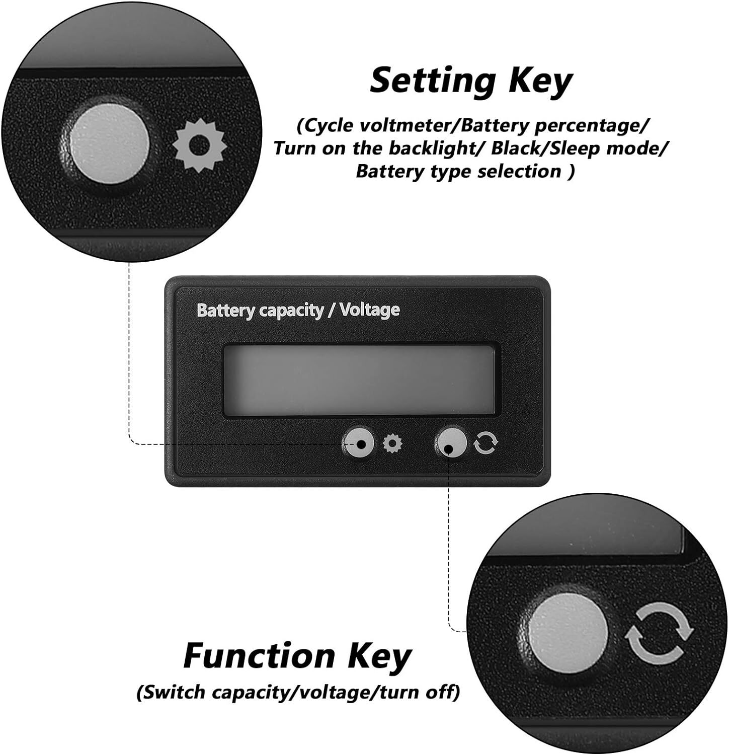 1/2x Battery Meter 12V Battery Capacity Voltage Indicator Battery Gauge Monitors