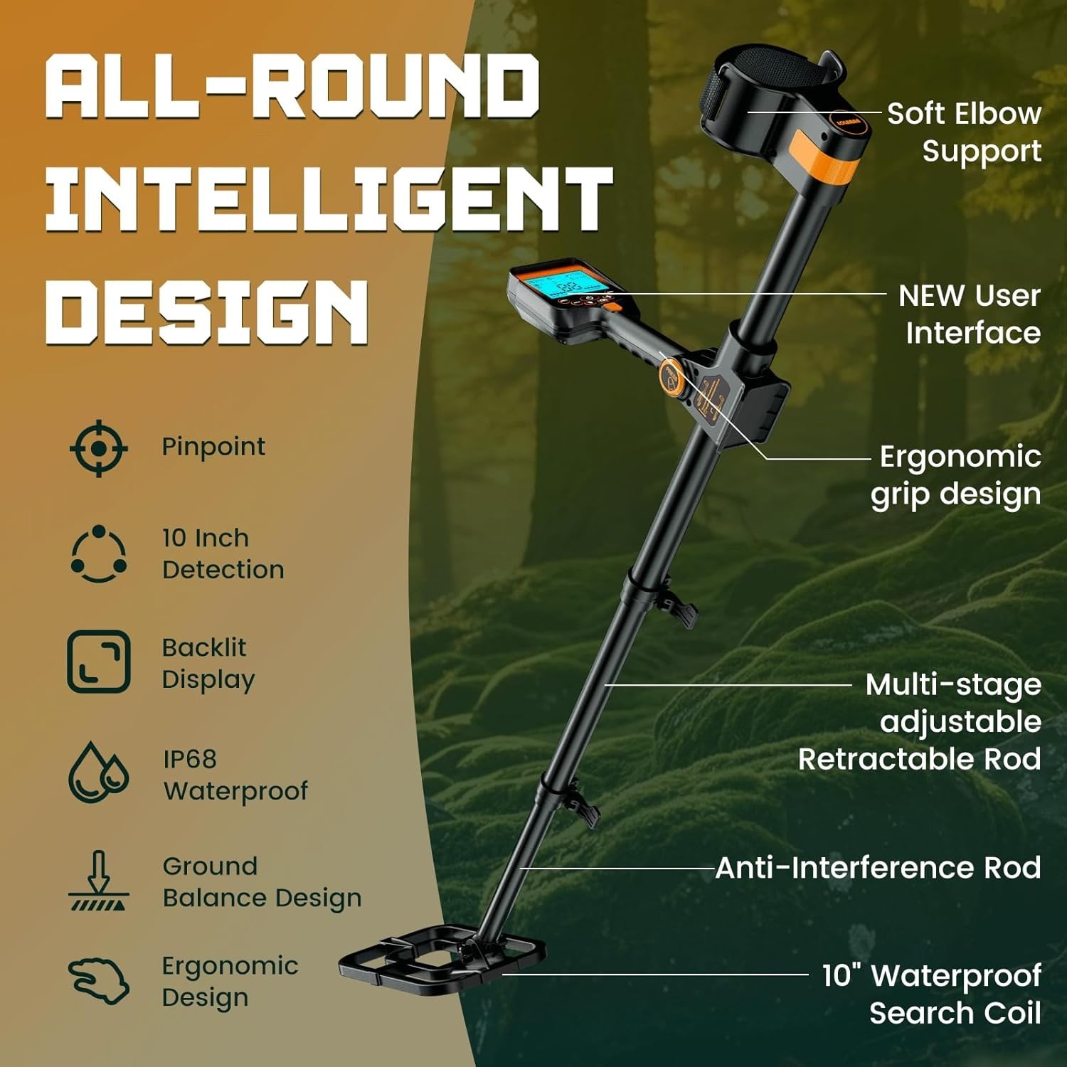 Metal Detector for Adults Waterproof – 2000Mah Chargeable Professional Cordless