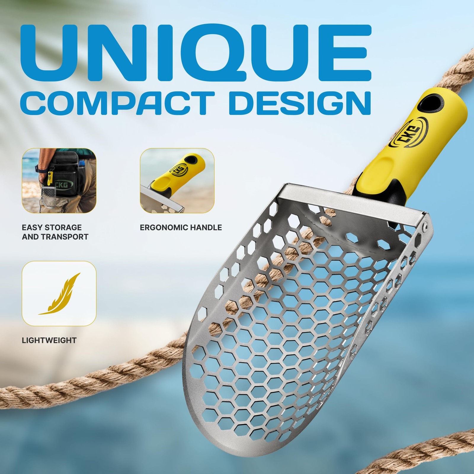 CKG Hand Sand Scoop for Metal Detecting with Ergonomic Yellow Handle, Metal D…