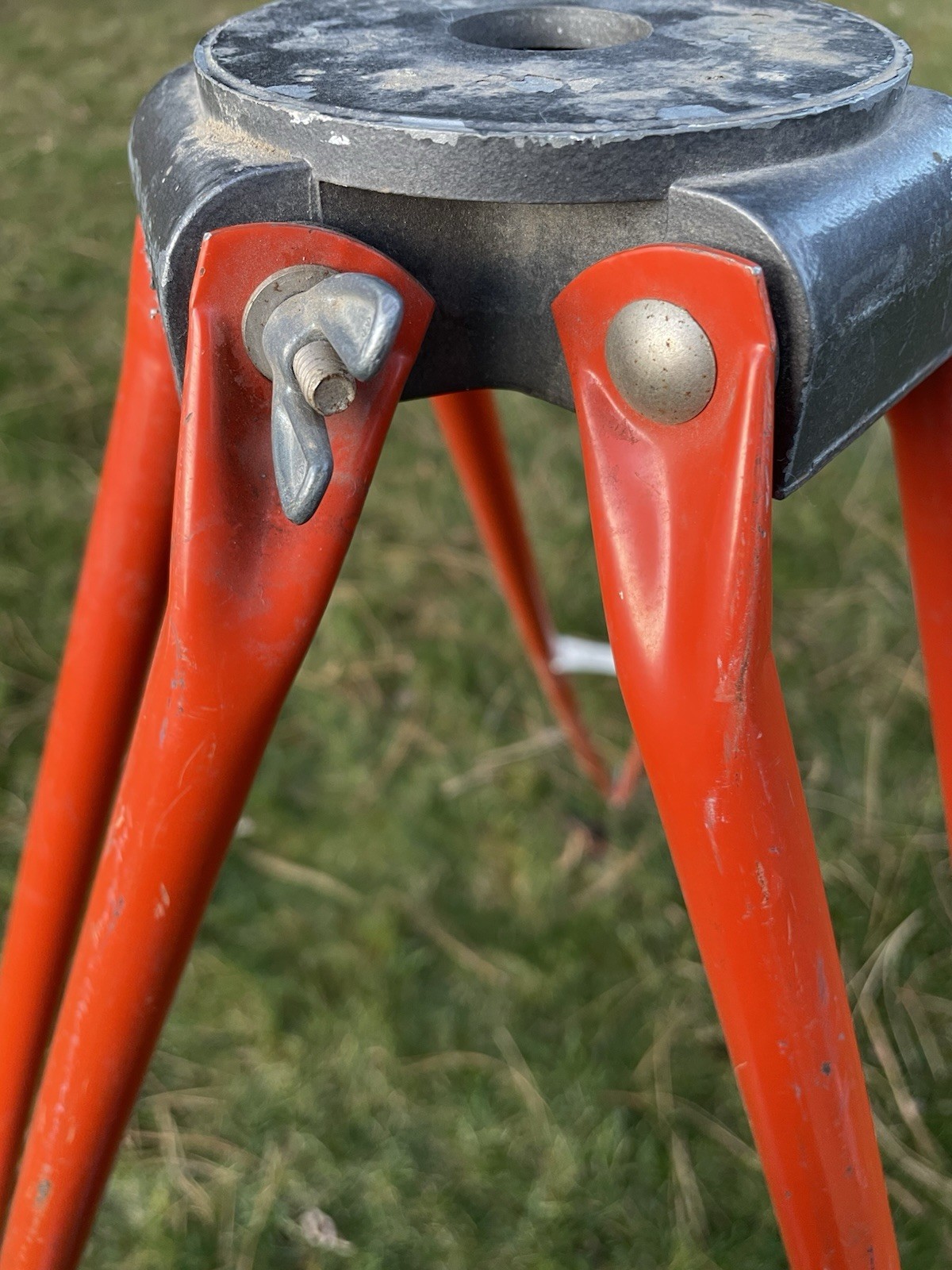 Vintage David White Orange Metal Surveying Surveyor TRIPOD Only Spiked Feet 5ft