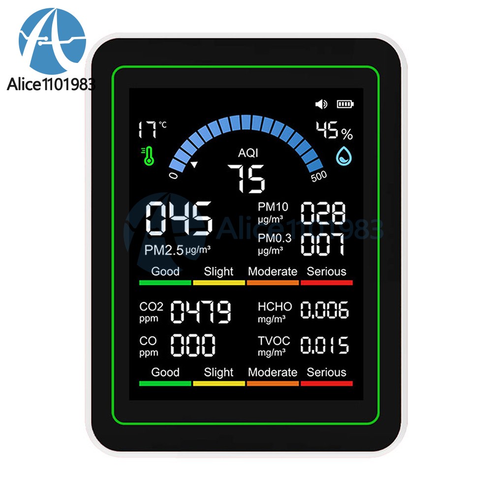 10-in-1 Air Quality Detector PM2.5 PM10 PM HCHO TVOC CO CO2 Formaldehyde Monitor