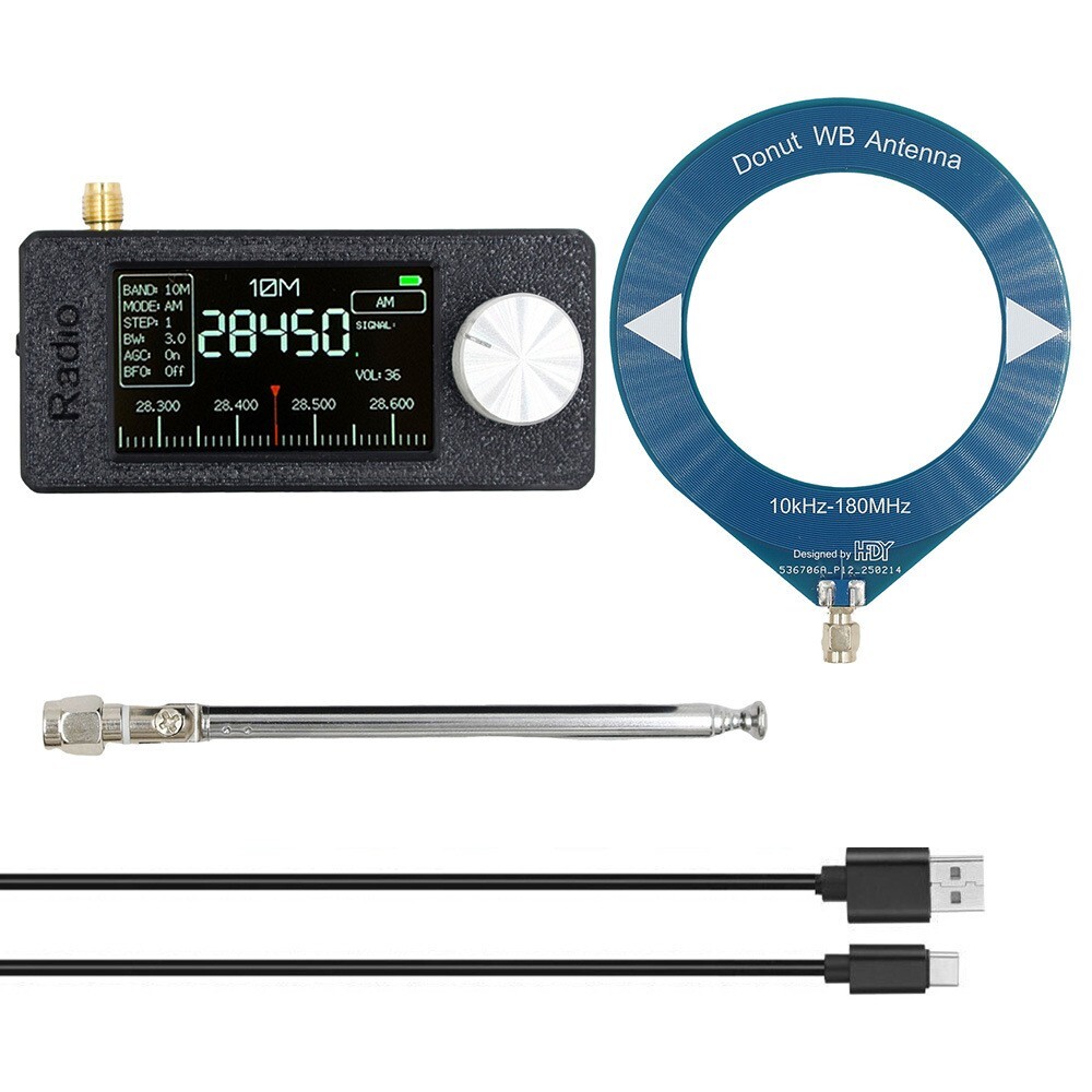 SI4732 Portable Radio 0.5-108MHz LSB USB Mini Pocket Radio 1.9-inch IPS Display