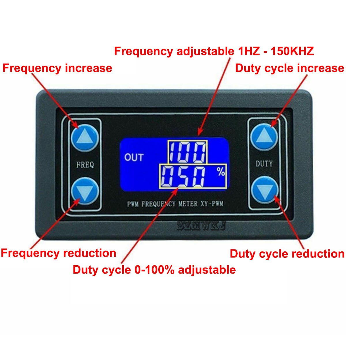 PWM Signal Generator DC 3.3V-30V 1Hz~150KHz Adjustable PWM Pulse Frequency Cycle