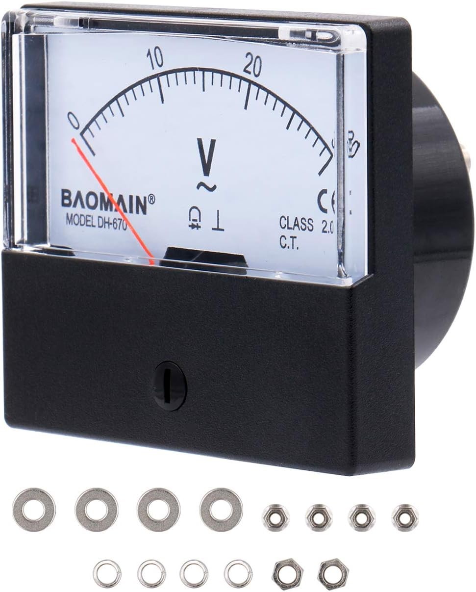 Baomain Voltmeter DH-670 AC 0-30V Rectangular Class 2.5 Analog Panel Volt Voltag