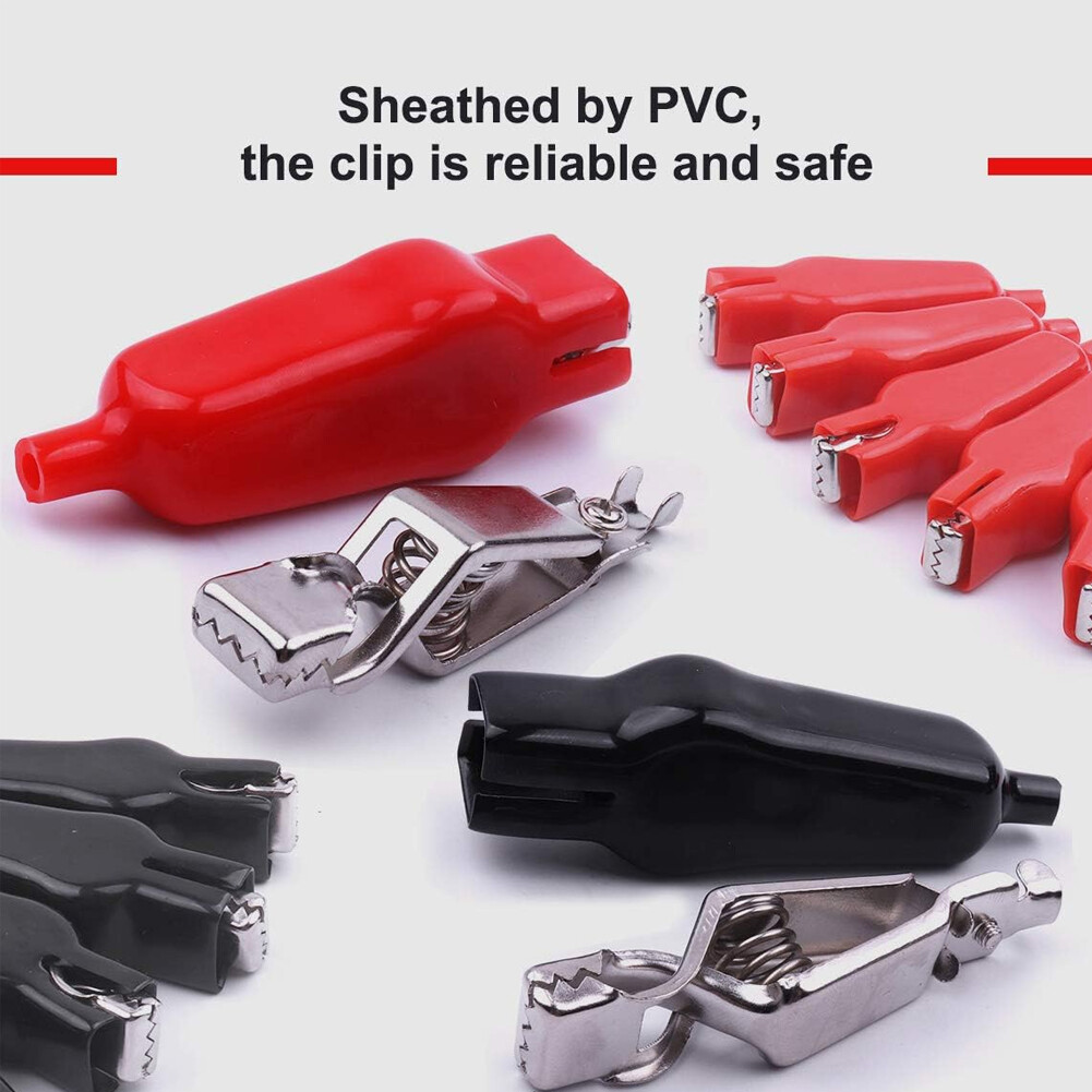 20Pcs Insulated Alligator Clips 20A Electrical Test Alligator Clamp Black Red US