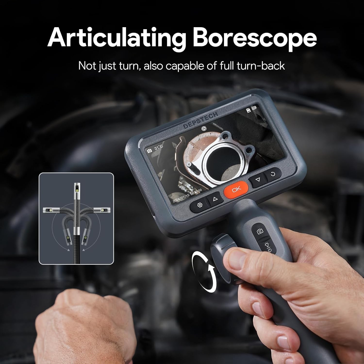 10FT Articulating Endoscope Camera with Light: Dual Lens Two-Way Articulated …