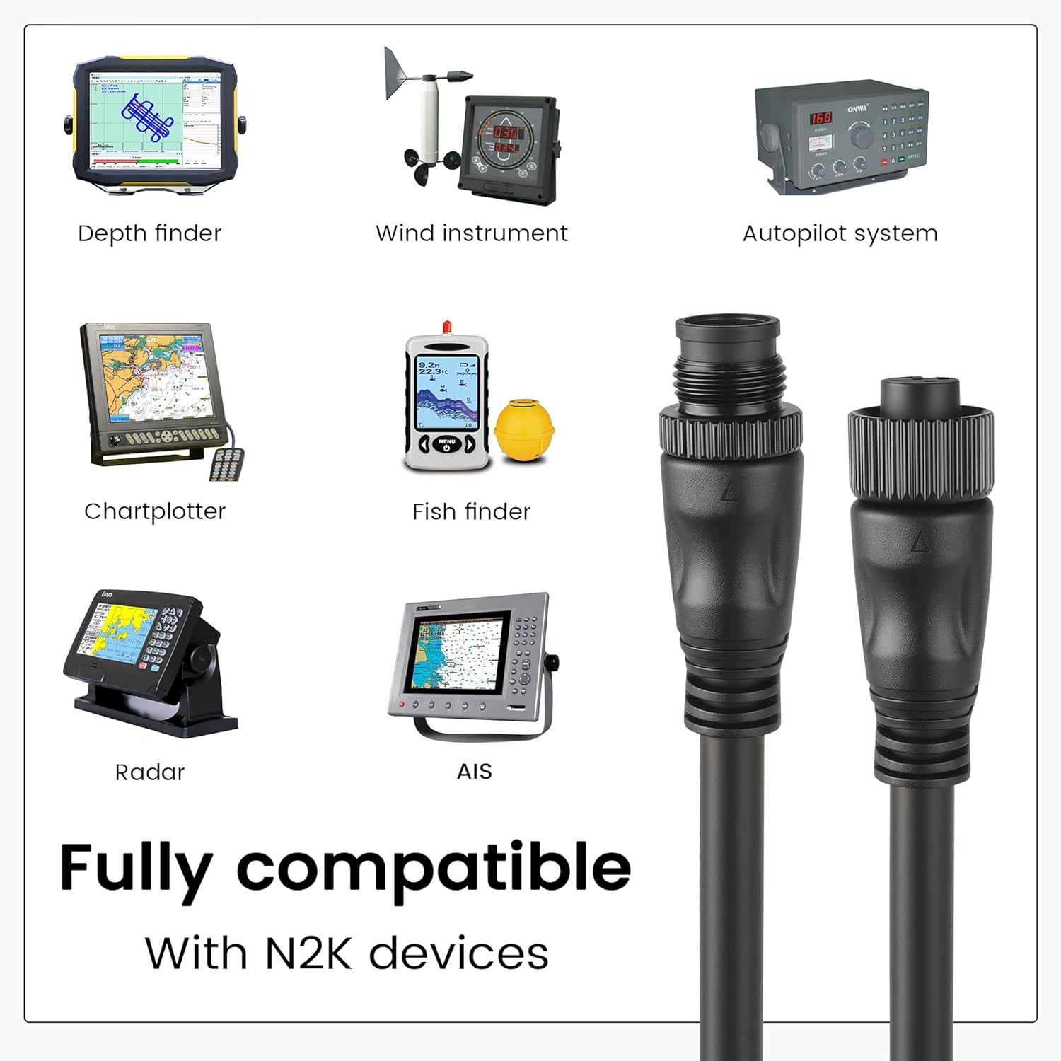 NMEA 2000 2Ft Marine Grade Backbone/Drop Extension Cable for GPS & More
