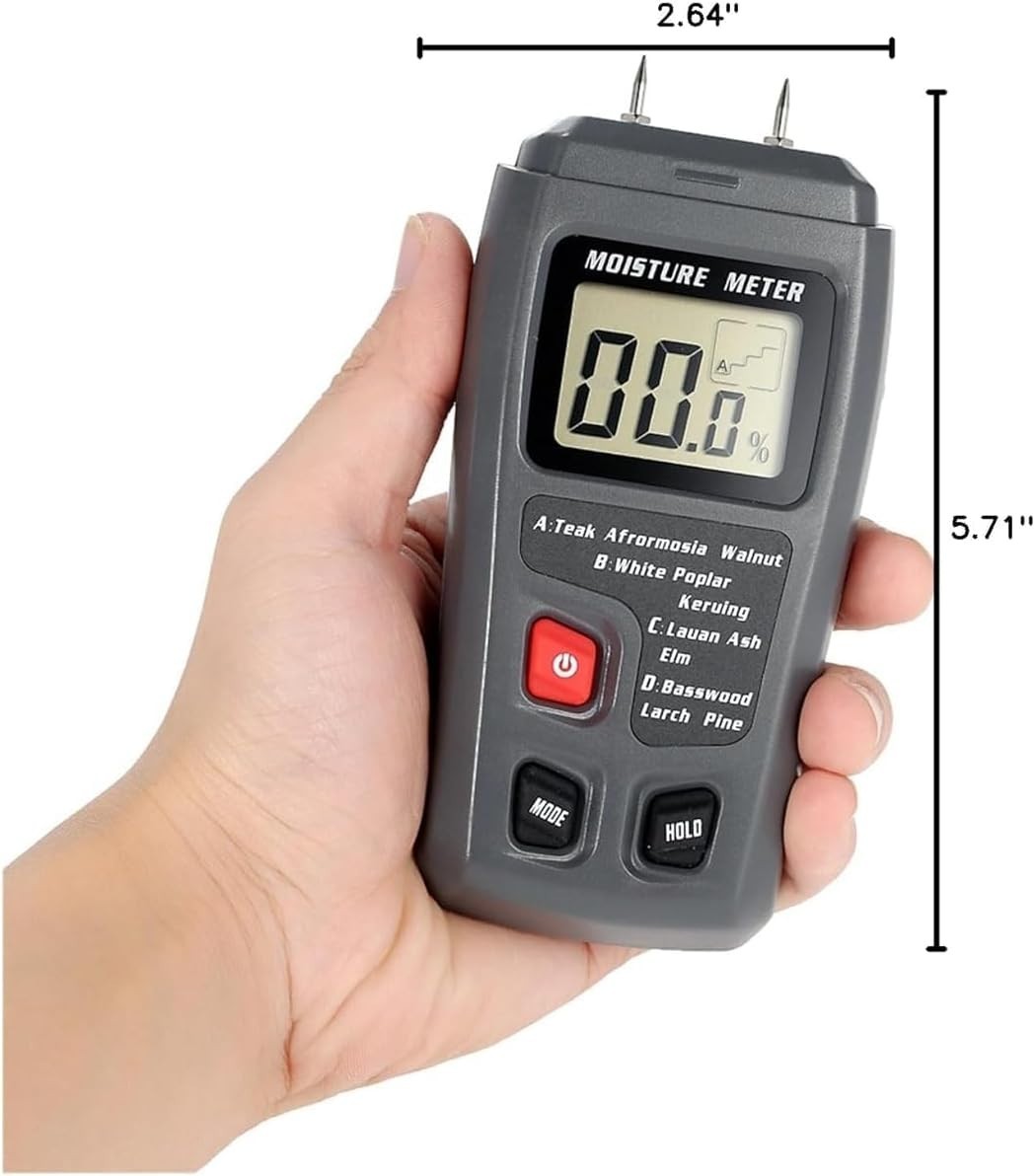 2 Pins Wood Moisture Meter Handheld Timber Water Lumber Damp Humidity Firewoo…