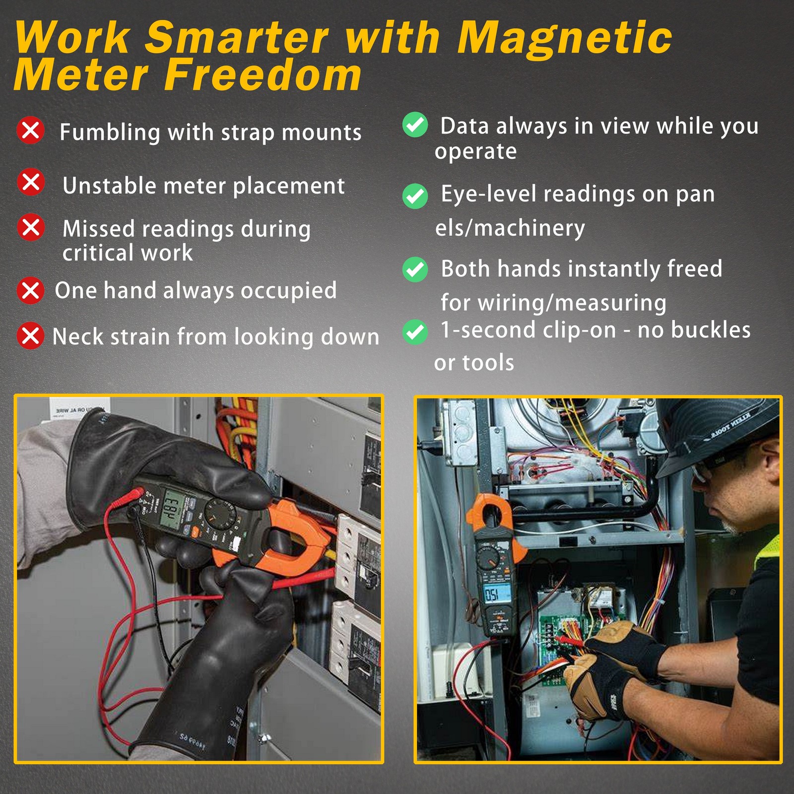 ZIBOO 69445 Magnetic Hanger Without Strap for Klein Tools Clamp Meters