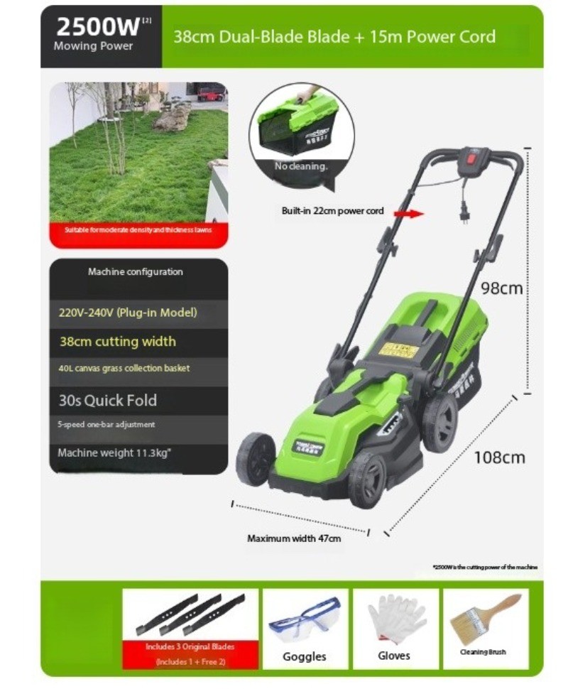 Weed Trimmer Wonder: Electric Lawn Mower, Push-Type, Compact for Home Use