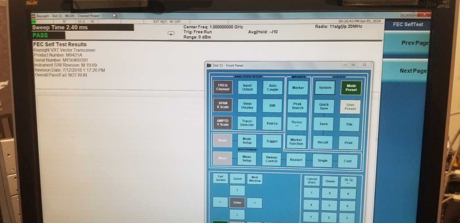 Keysight PXIe 6GHz Analyzer M9421A opt 506/B1X/HDX/MMO/MTS/PS1 VXA WLAN VSA