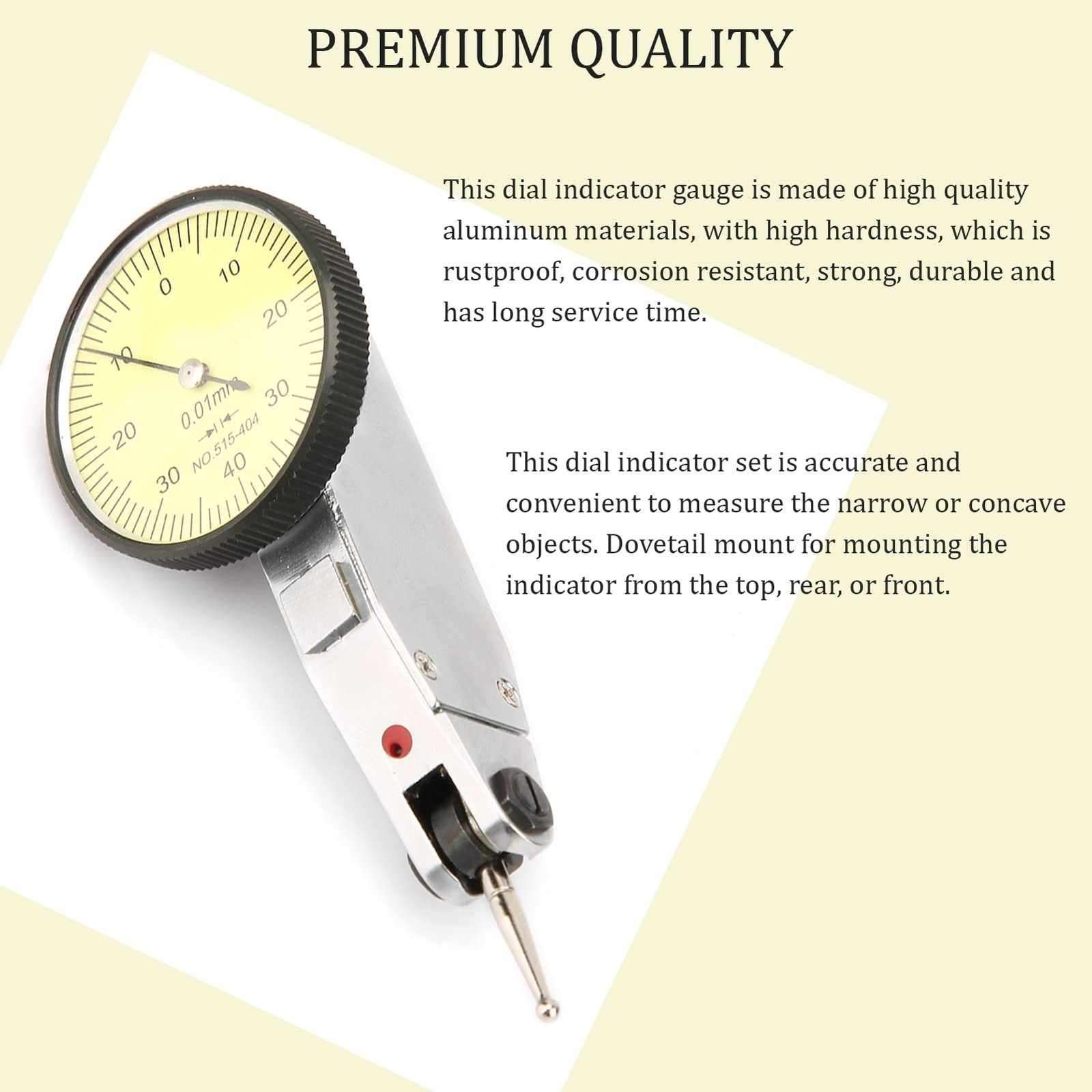 Dial Test Indicator, 0-0.8mm 0.01mm Indicator with Dovetail Clamp…