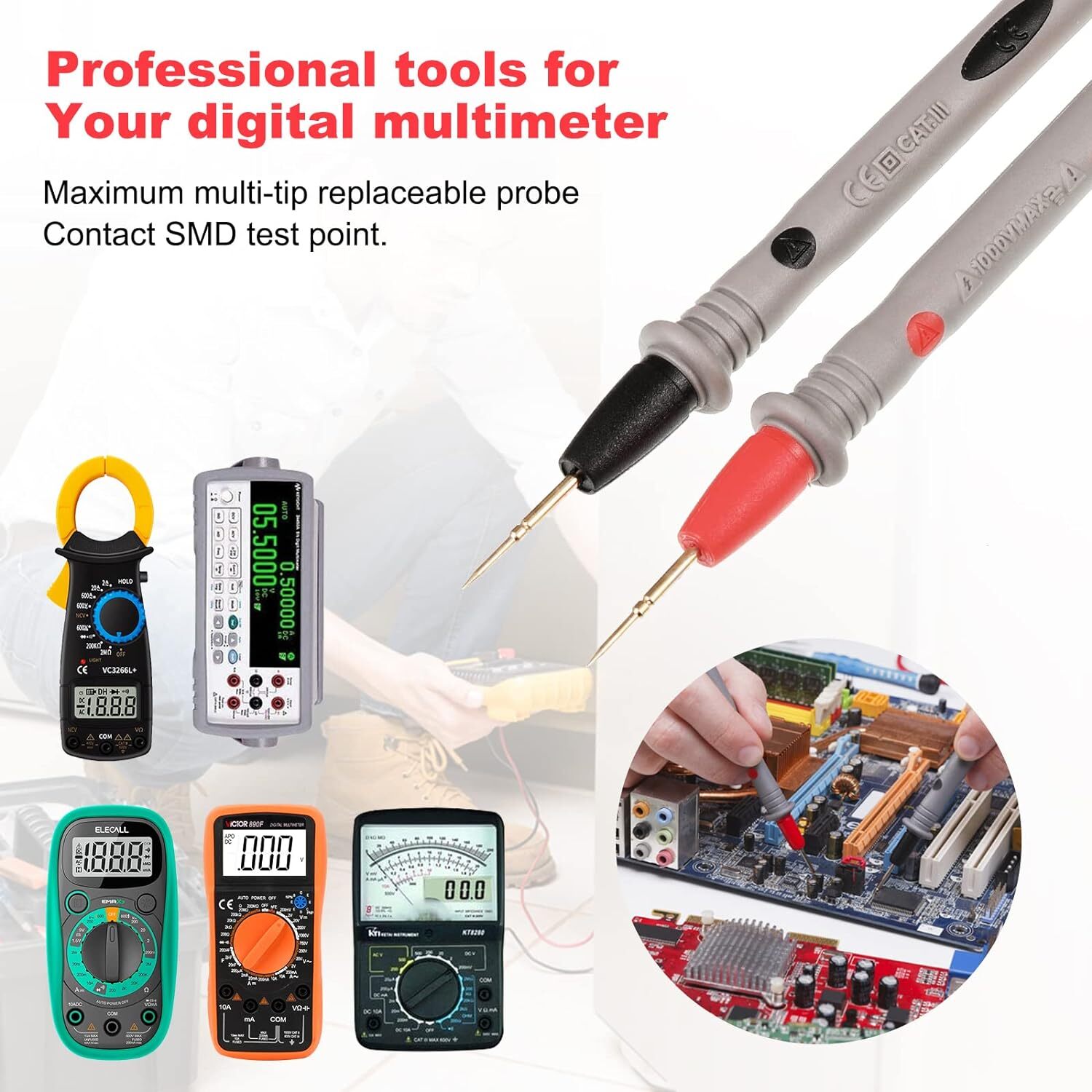 1000V 20A Digital Multimeter Universal Probe Wire Cable Test Lead Alligator Clip