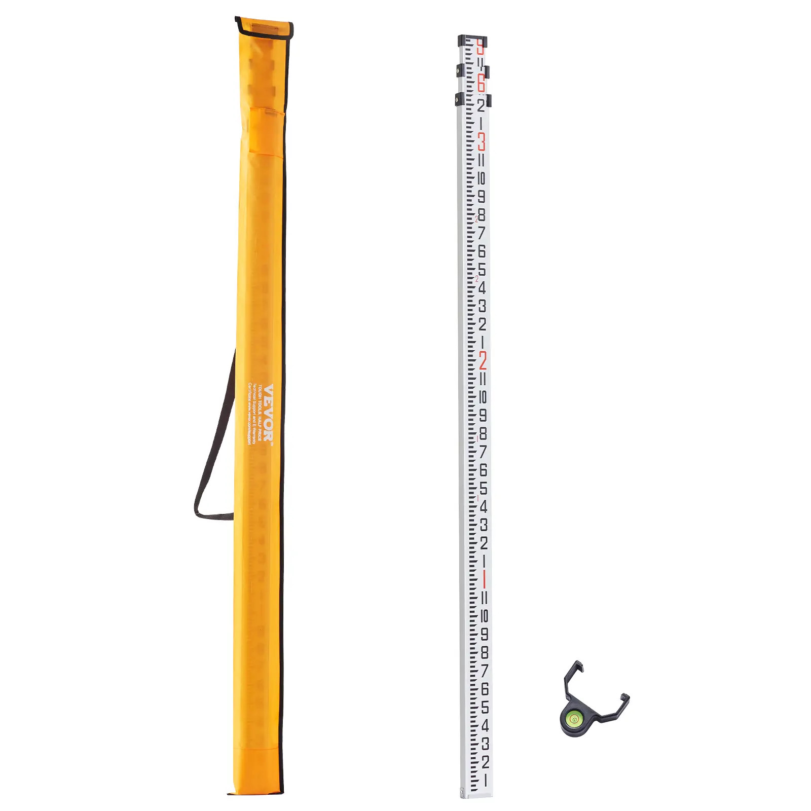 Telescopic Aluminum Survey Rod 9ft 3 Section 1/8in Scale Construction Measuring