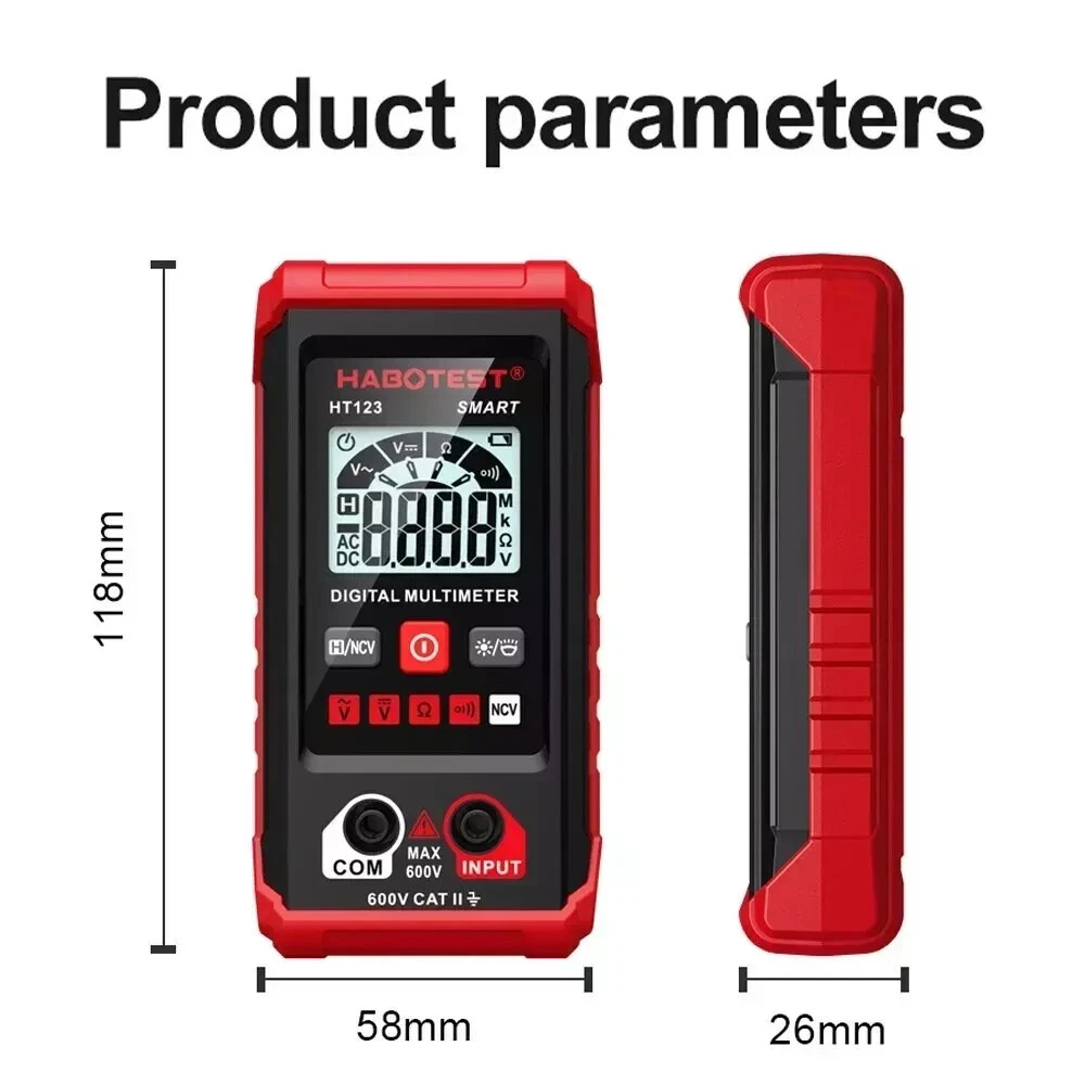 Digital Multimeter LCD Voltmeter Ammeter Ohmmeter Volt AC DC Tester Leads Meter