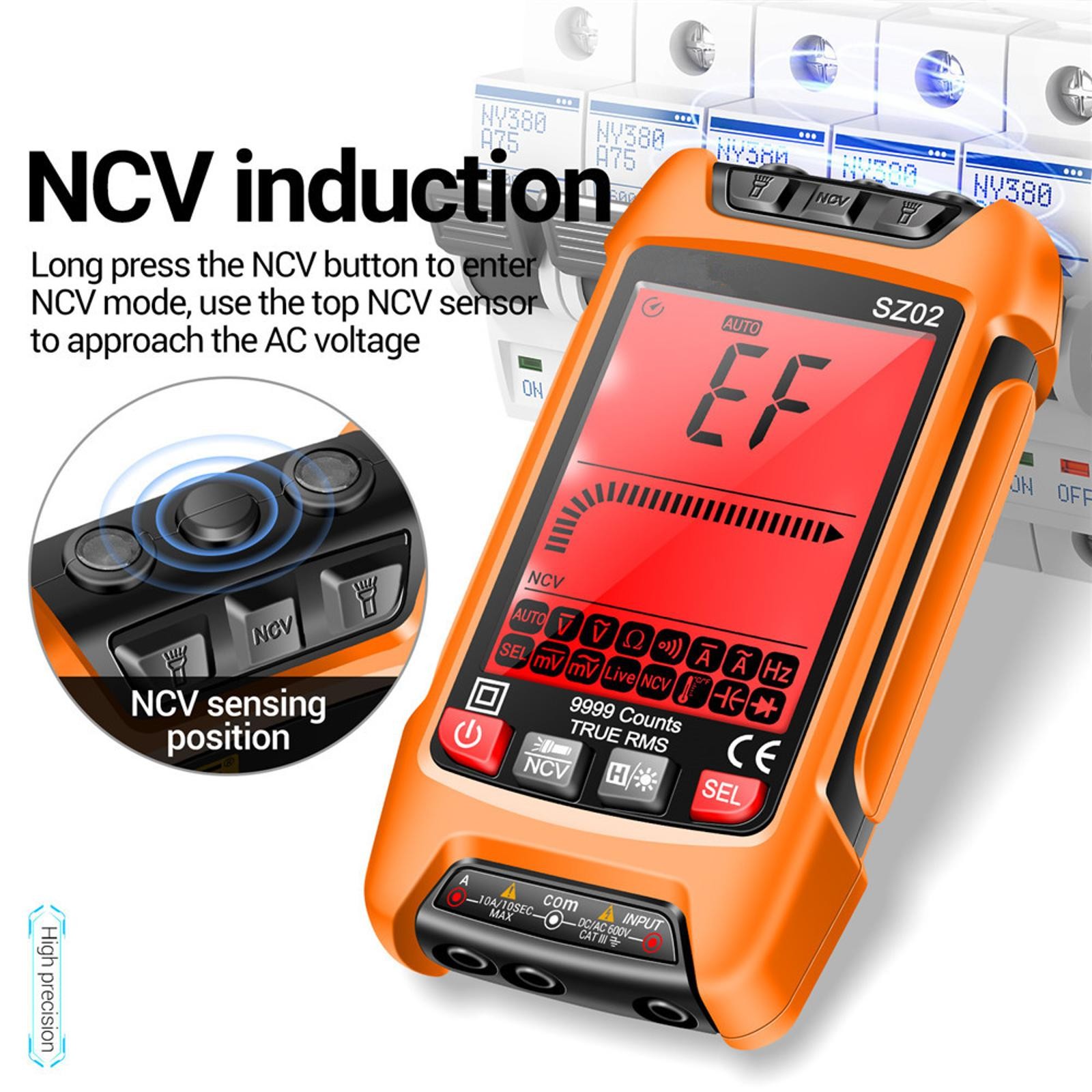 Smart Digital Multimeter 9999 Counts True RMS Auto Electrical Capacitance Meter/