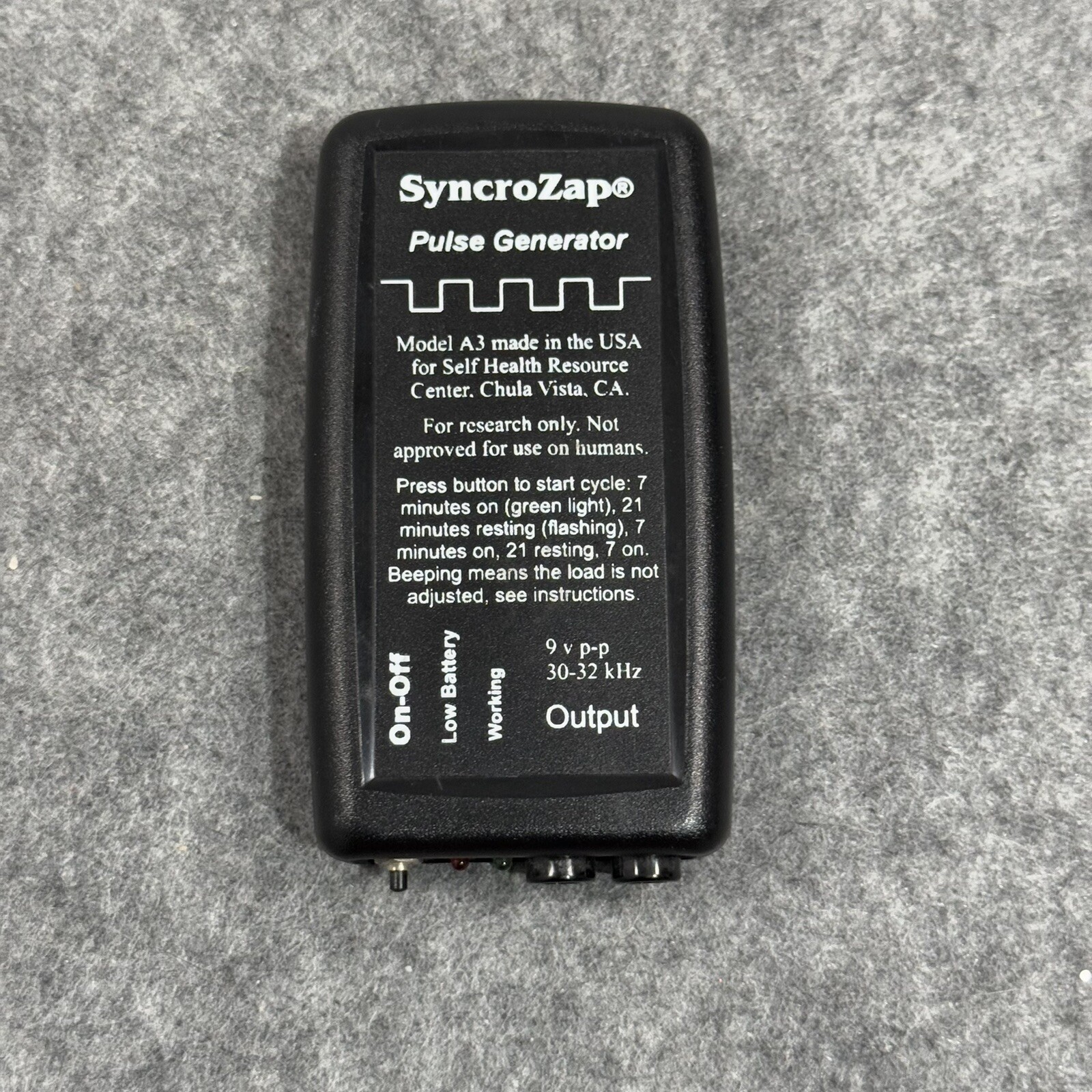 SyncroZap Pulse Generator Model A3 Series A Made in USA Unit ONLY NO ACCESSORIES