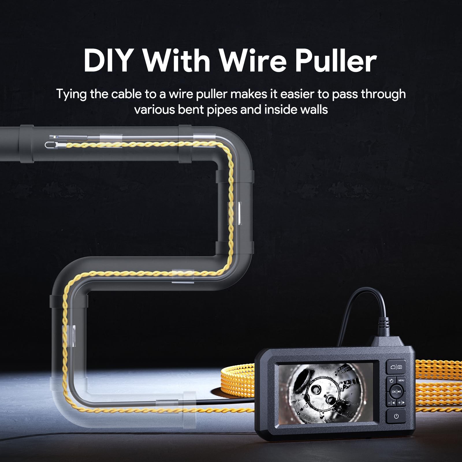 Inspection Endoscope Camera with Light Dual Lens 1080P Borescope with 4.3″ IP…