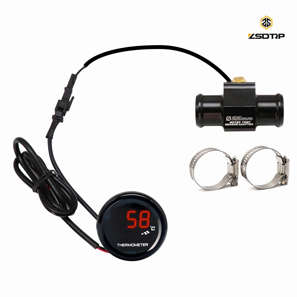 22mm Red/Blue Water Temp Gauge Digital LED Temperature Motorcycle Auto Meter
