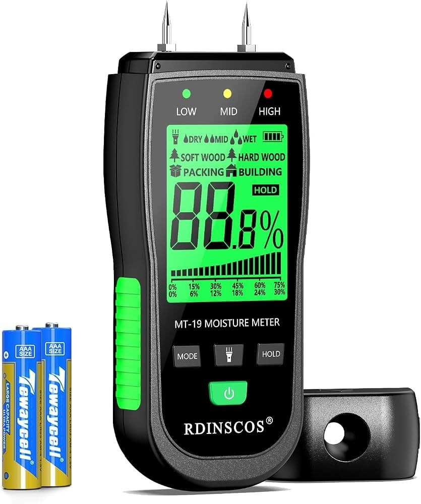 RDINSCOS Digital Moisture Meter Pin-Type Wood Moisture Detector