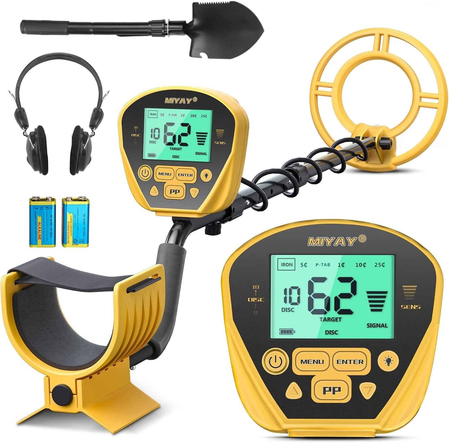 MIYAY Metal Detector for Adults Waterproof LCD Display Pinpoint 10in Coil