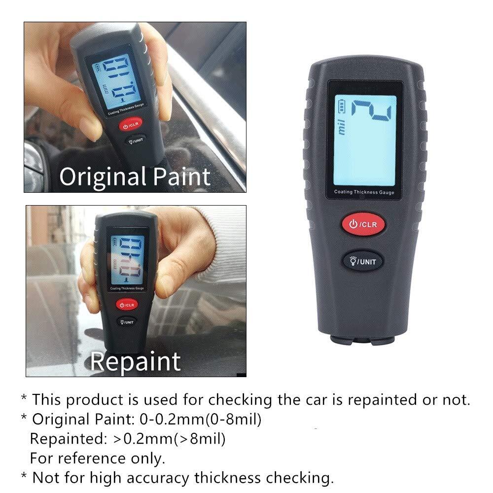 Grey Electromechanical Paint Thickness Gauge Lcd Mini Size Data Hold