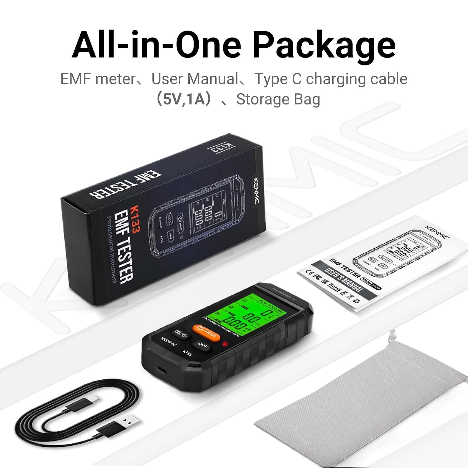 3-in-1 EMF Meter for Electric, Magnetic and Radio Frequency Detection