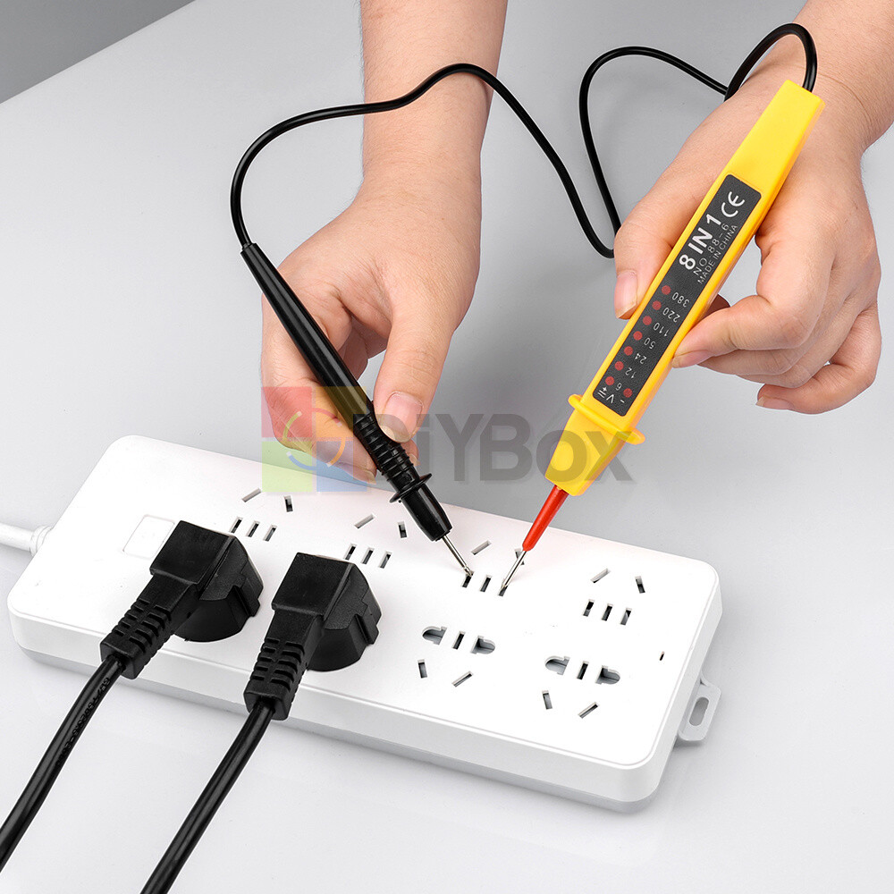 8-In-1 Tester Voltage AC DC 6-380V Auto Electrical Pen Detector With LED Light