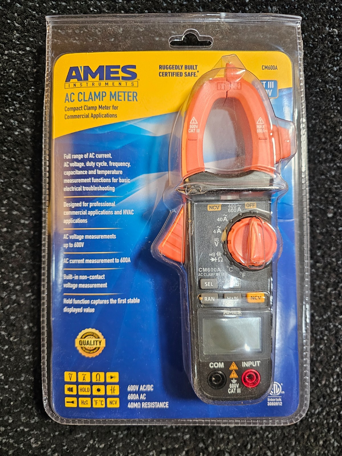 Ames Instruments CM600A Cat III 600 V AC Compact Clamp Meter Digital