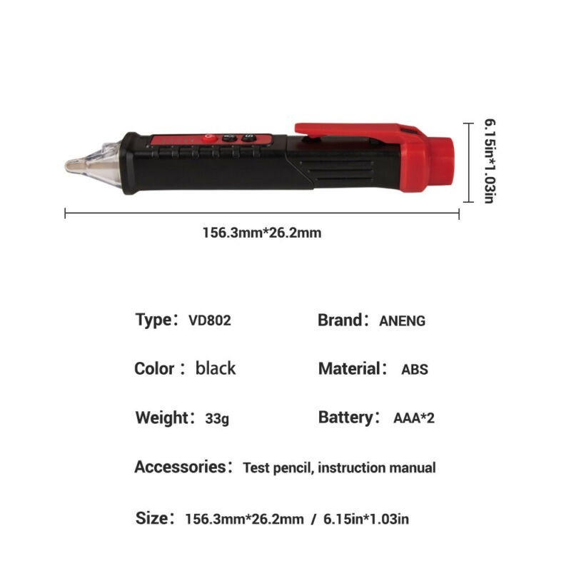 12-1000V LED Electric Live Wire Tester Pen Non-Contact AC Voltage Detector Pen