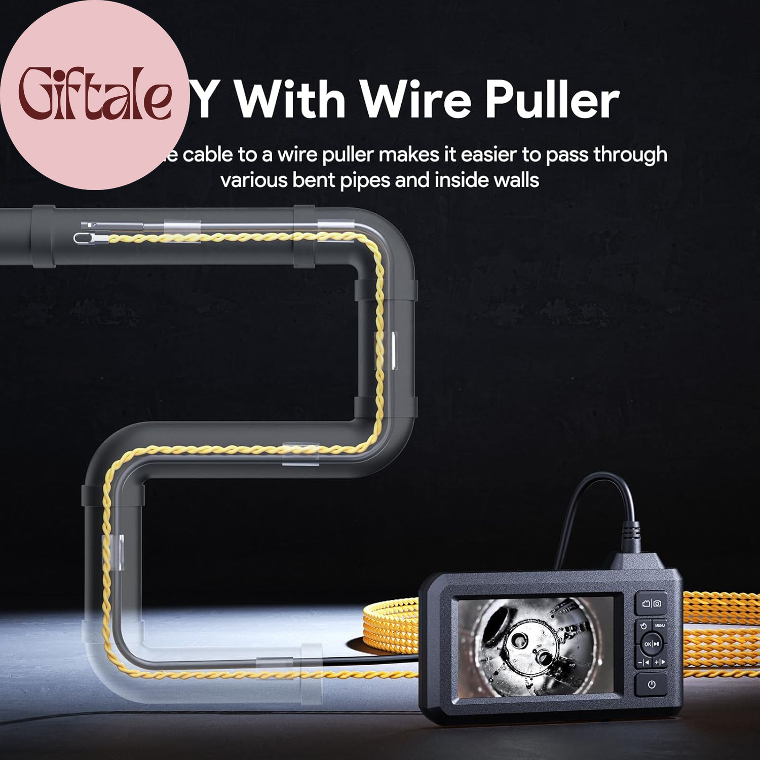 Dual Lens Industrial Endoscope, 1080P Digital Borescope Inspection Camera, 7.9Mm