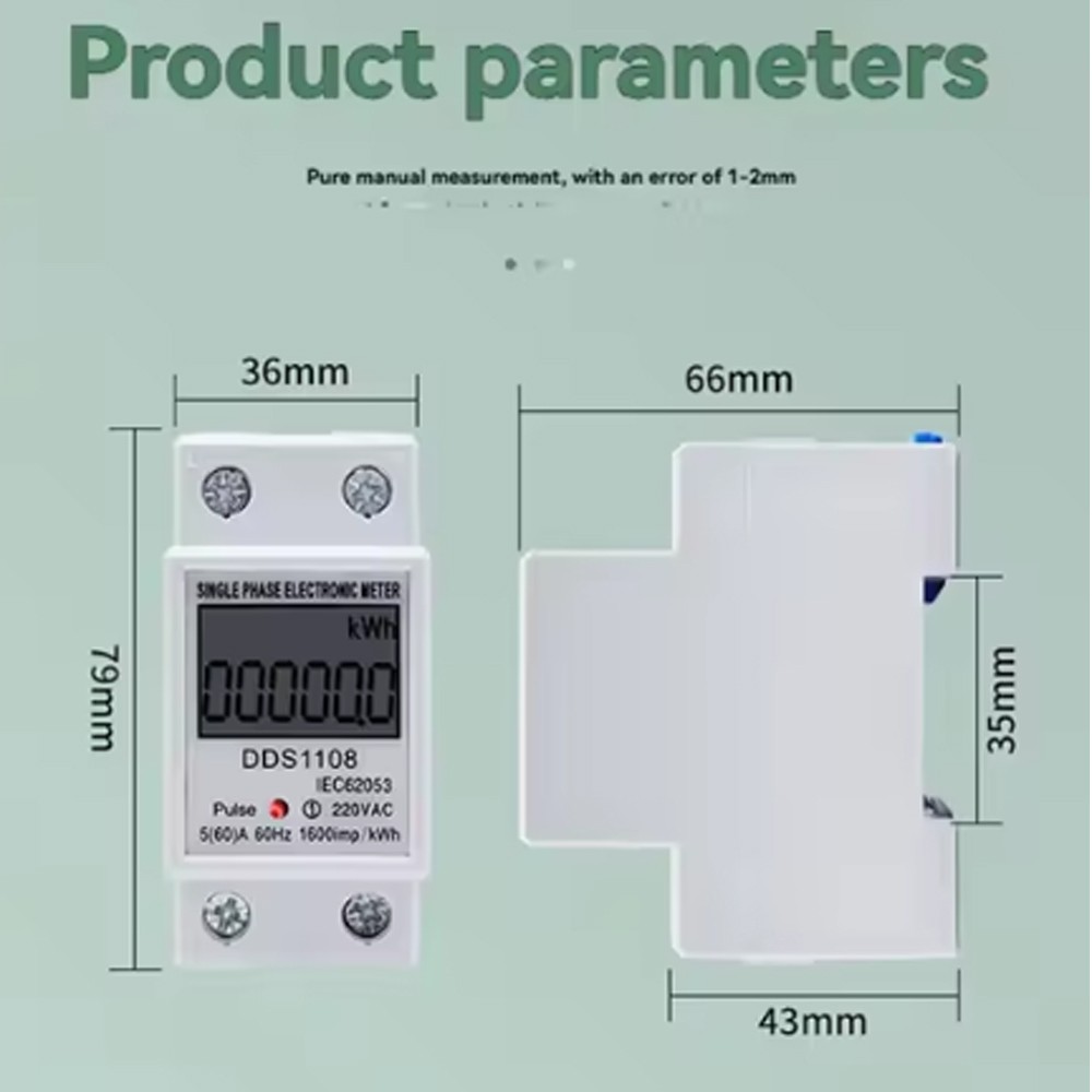 LCD Single Phase Electric Energy Meter KWH AC Digital Watt-Hour Meter 220V 60A