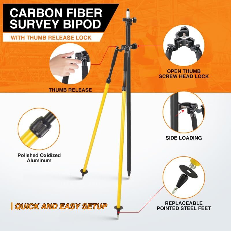 Aluminum Thumb Release Bipod for Prism Poles Surveying of Total Station GPS GNSS