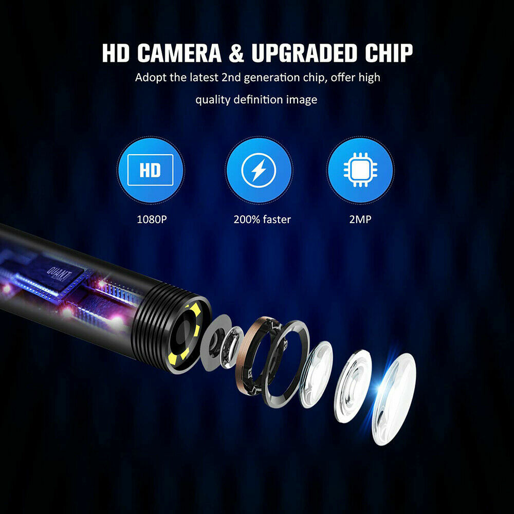 1080P HD Industrial Endoscope Borescope LCD 4.3inch 8mm Inspection Snake Camera
