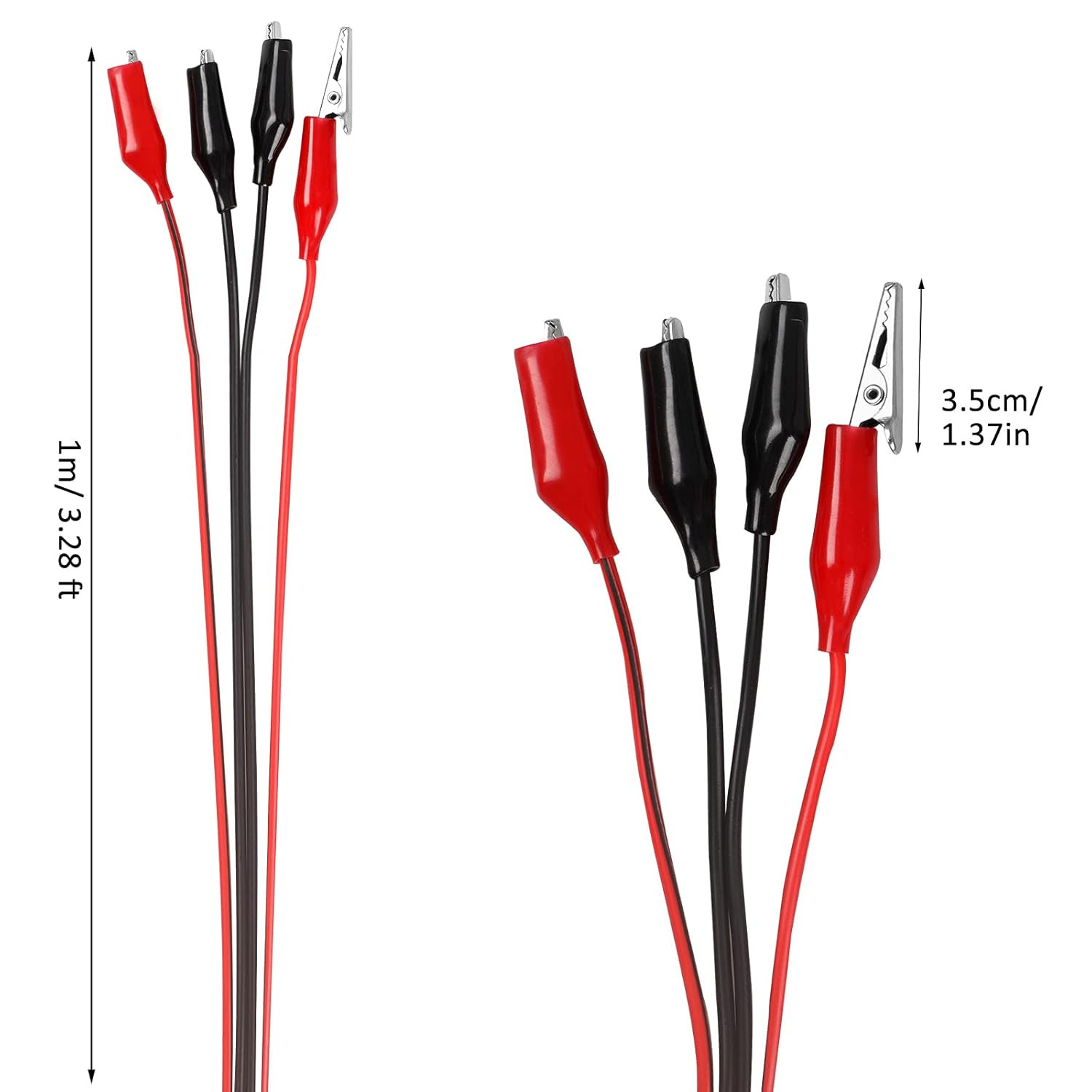 4 Groups 1M Alligator Clips Electrical, Insulated Test Leads with Alligator