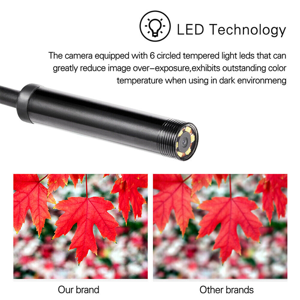 6LED USB Snake Endoscope Borescope HD Inspection Camera Scope for Android Type C