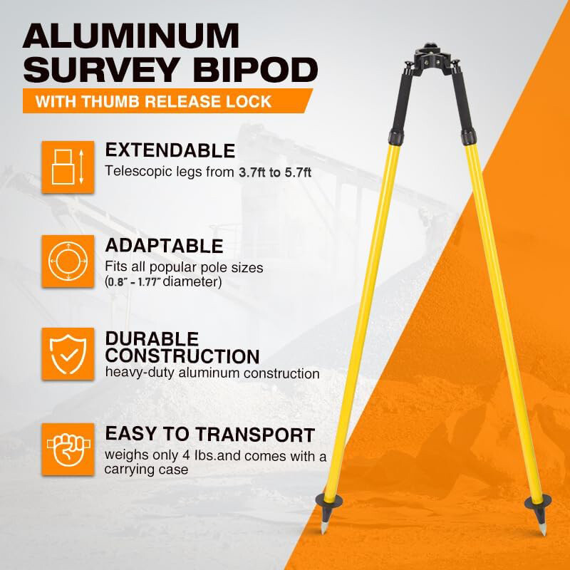 Aluminum Thumb Release Bipod for Prism Poles Surveying of Total Station GPS GNSS