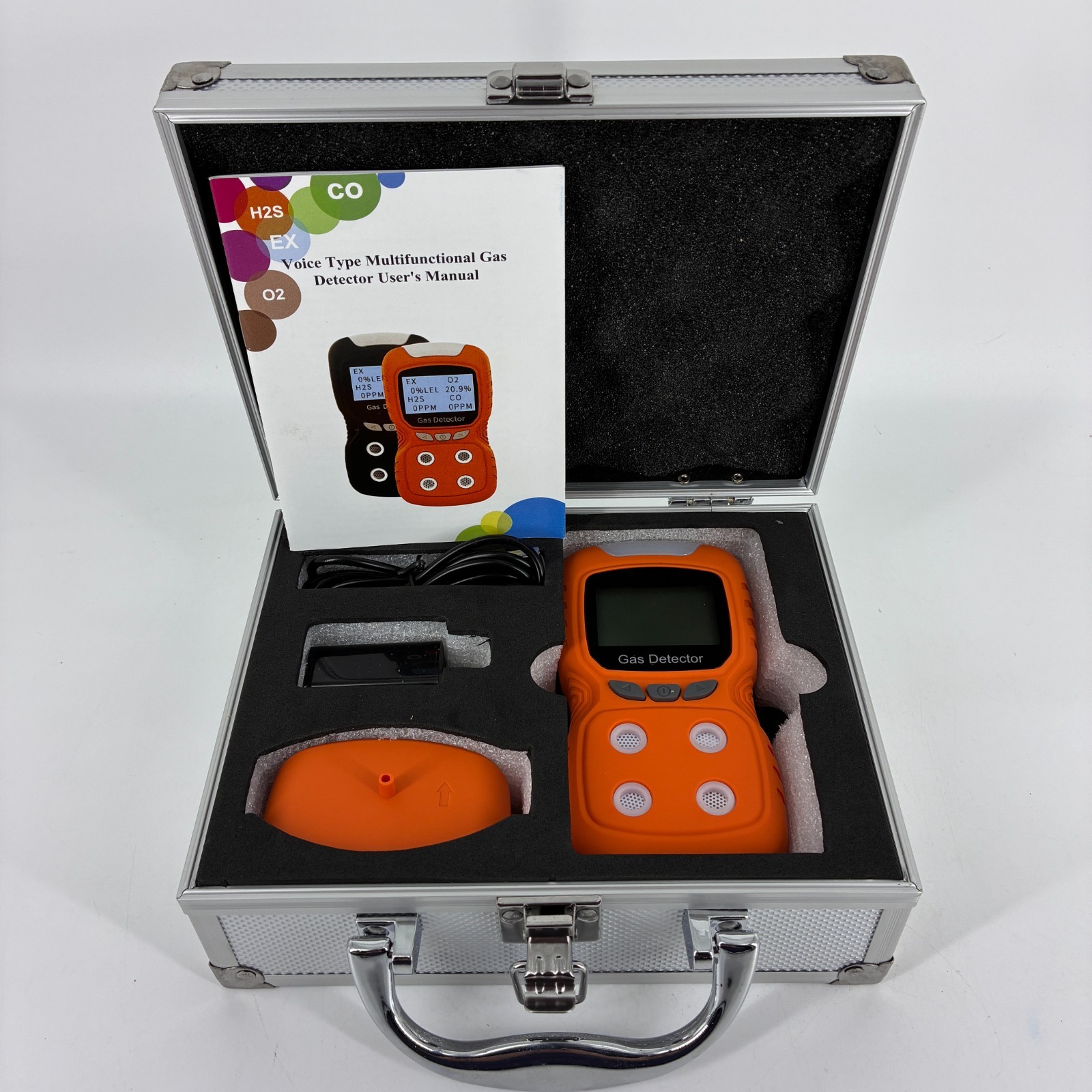 Voice Type Multifunctional Gas Detector with Case – Orange