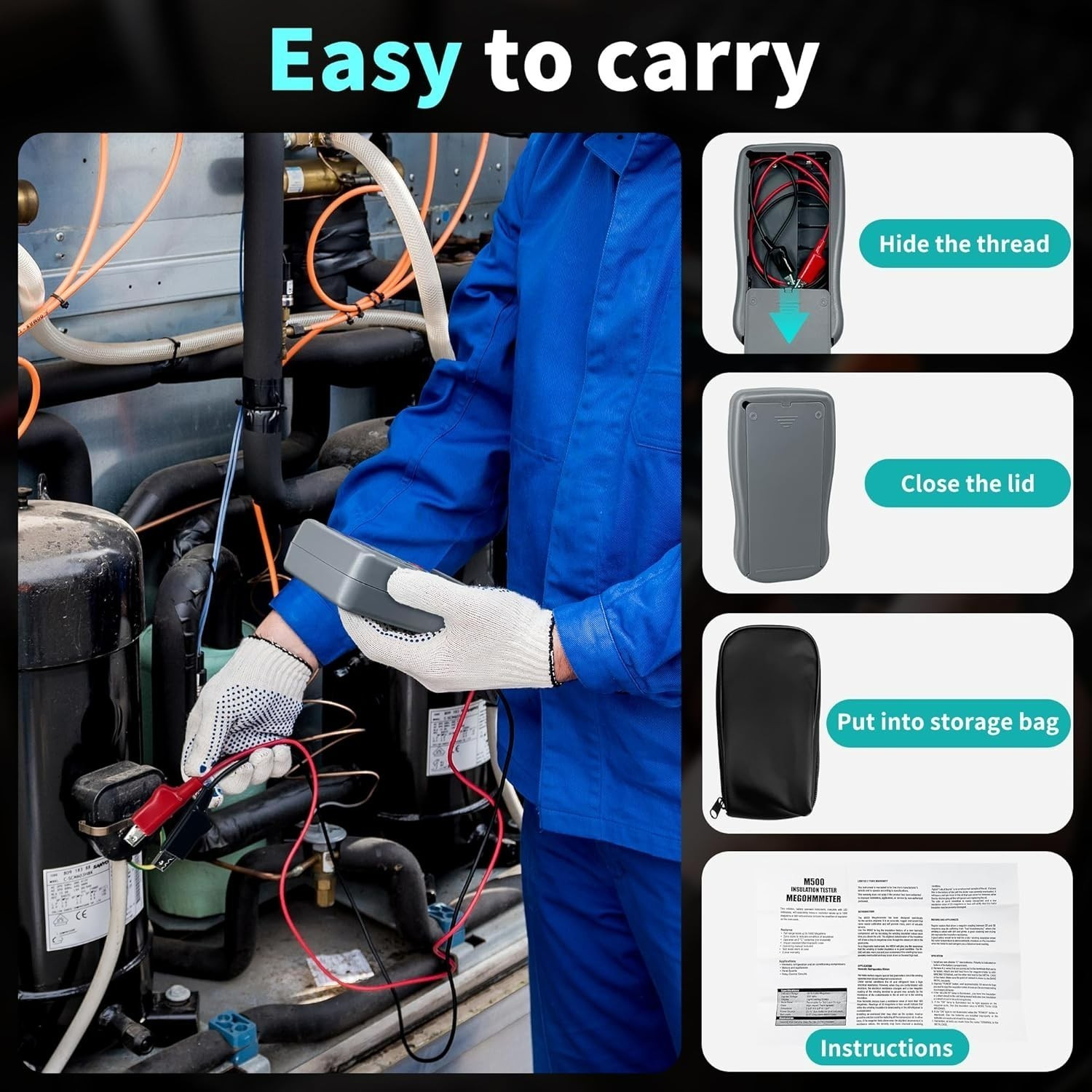 M500 Insulation Resistance Tester Megohmmeter for Quick Fault Detection
