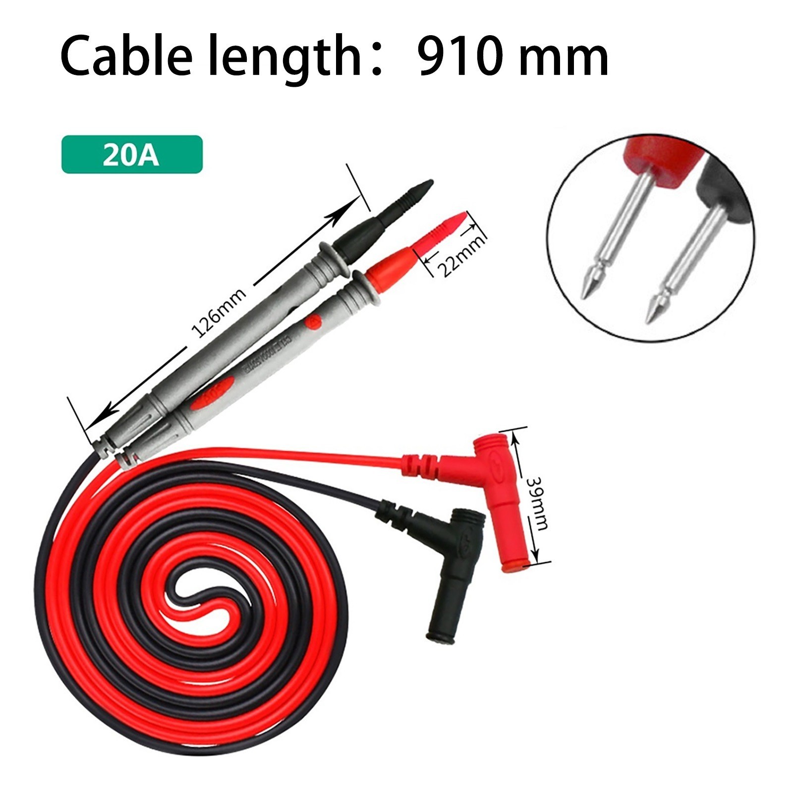 20A 1000V Multimeter Test Leads – Professional Needle Pin Probe Wire Cable Kit