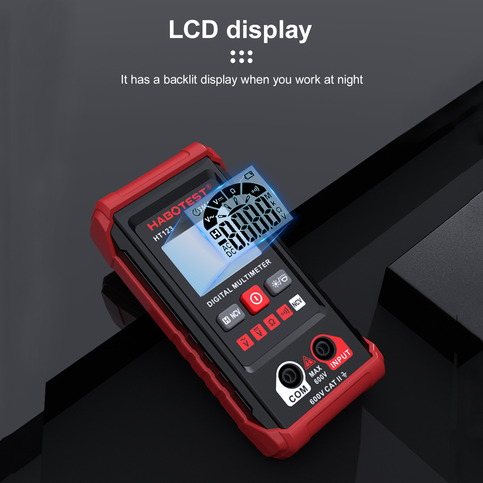 Digital Multimeter Auto Range Multi-meter 2,000 Counts True LCD Backlight L5M0